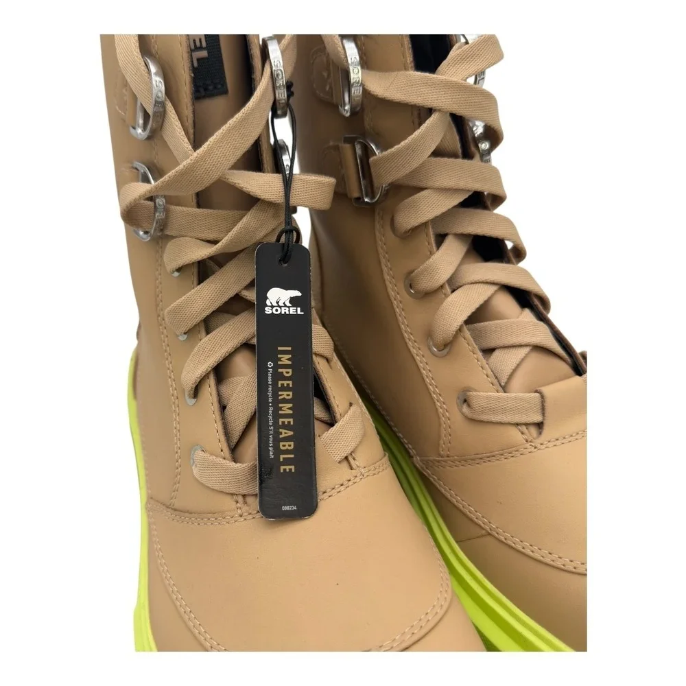 SOREL Boots Women 10 Caribou Waterproof Leather Chunky Lug Sole Outdoor Tan